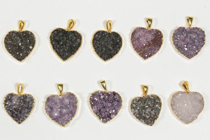 Lot: Druzy Amethyst Heart Pendants - Pieces #84075